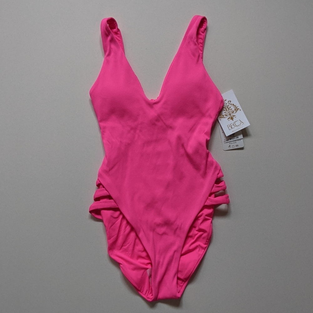 Becca Fine Line Sophie Plunge V-Neck High Leg Bathing Suit